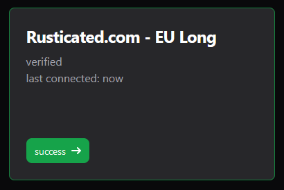 Rustalytics Pro web view of a connected server
