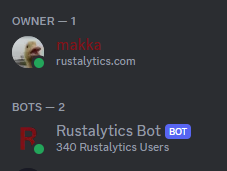 Rustalytics bot embed posted into a guild channel