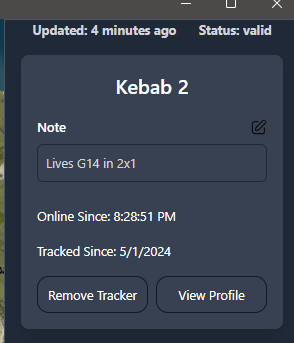 Server player row with notes and tracker toggle
